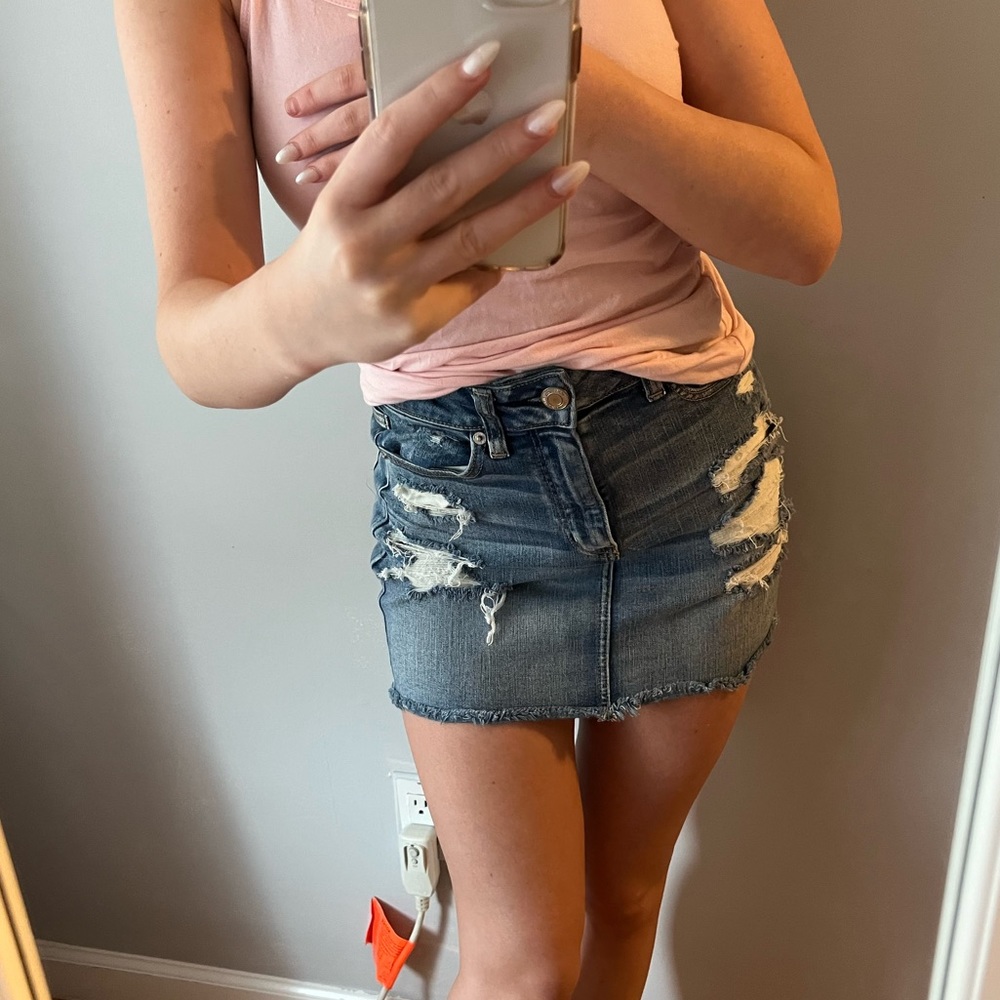🤍Vintage AMERICAN EAGLE Denim Distressed Mini Skirt🤍
